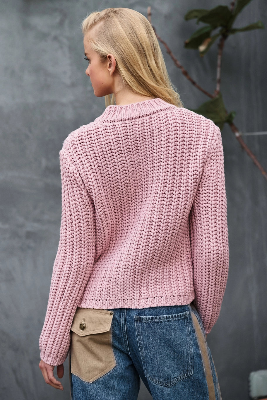 Chunky Gold Button Ribbed Knit Cardigan