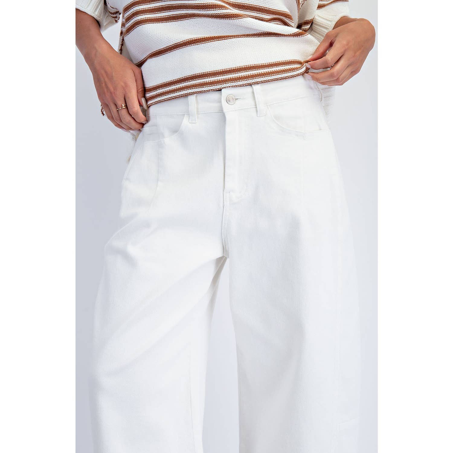 Mid Rise Barrel Cotton Twill Jeans