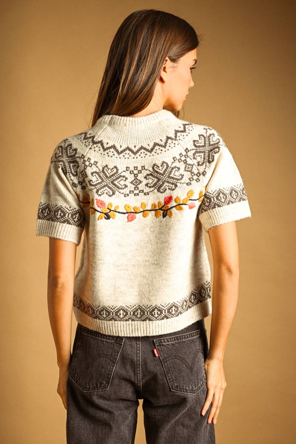 Leaf Embroidered Sweater