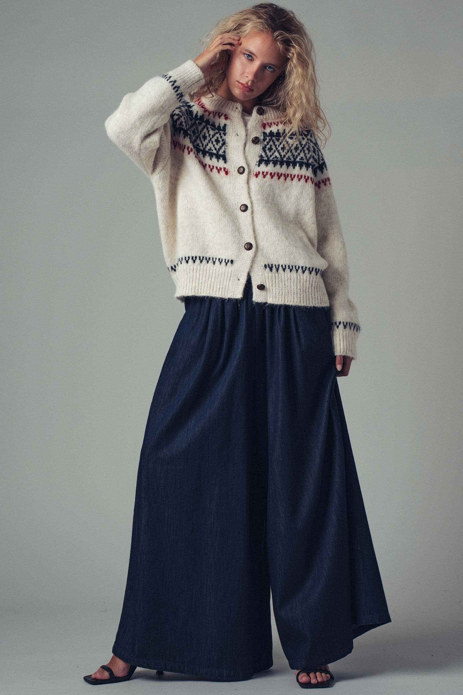 Fair Isle Nordic Toggle Knit Cardigan