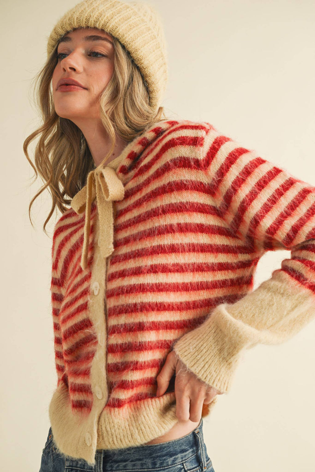 Striped Hoodie Sweater Cardigan