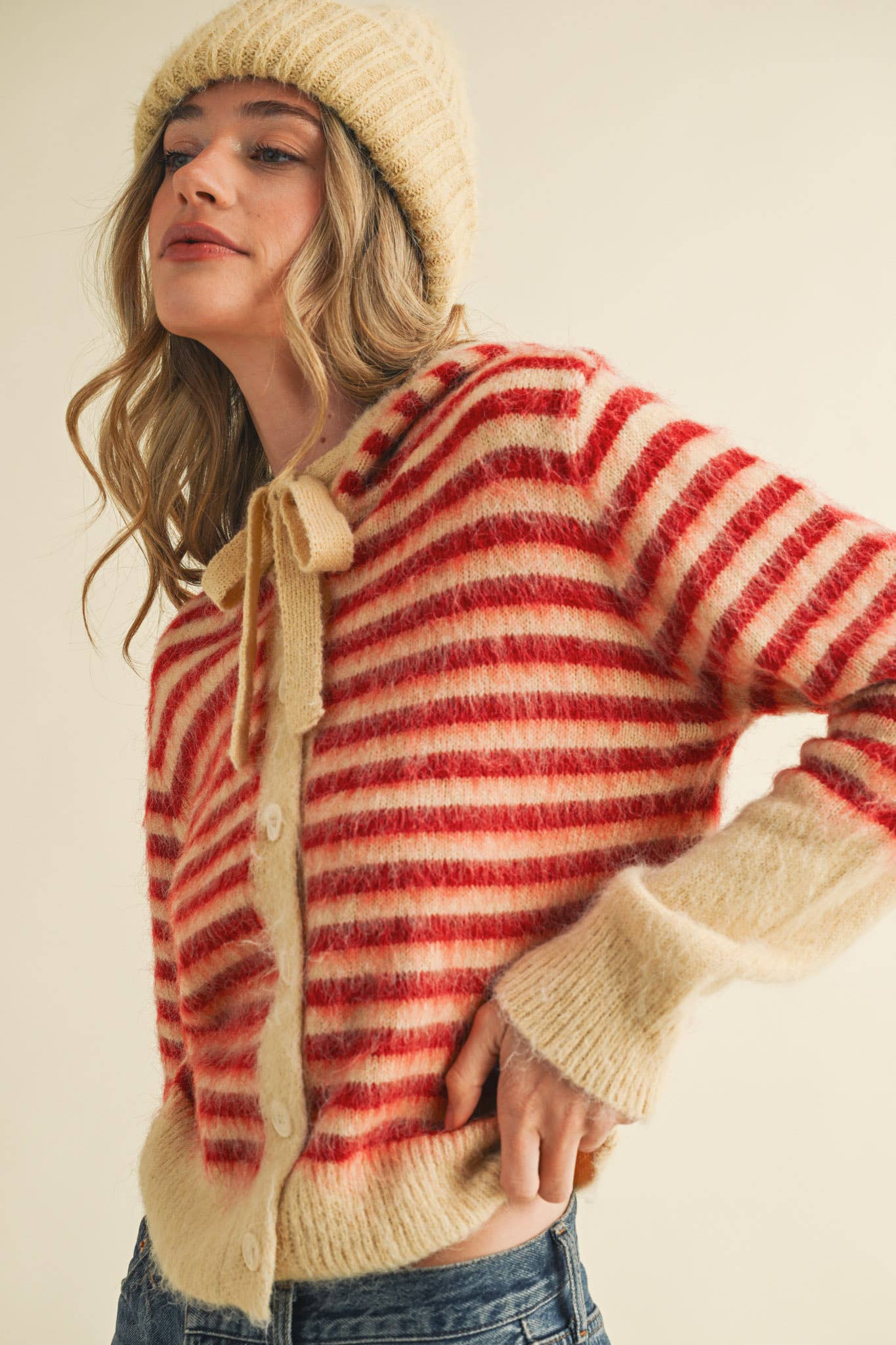 Striped Hoodie Sweater Cardigan