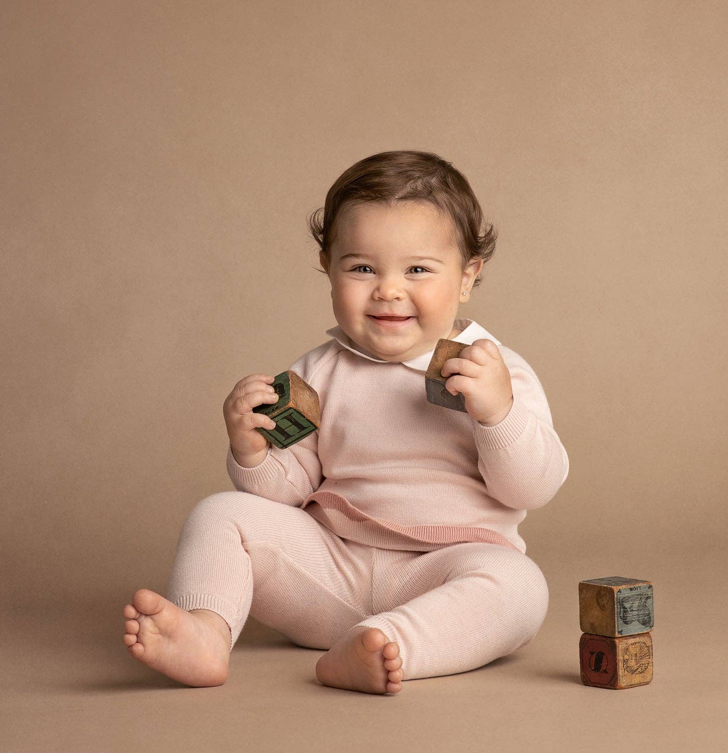 Scalloped Contrast Trim Knit Set