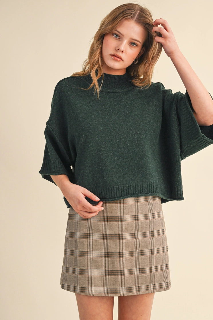 Mock Neck Sweater in Forest Green