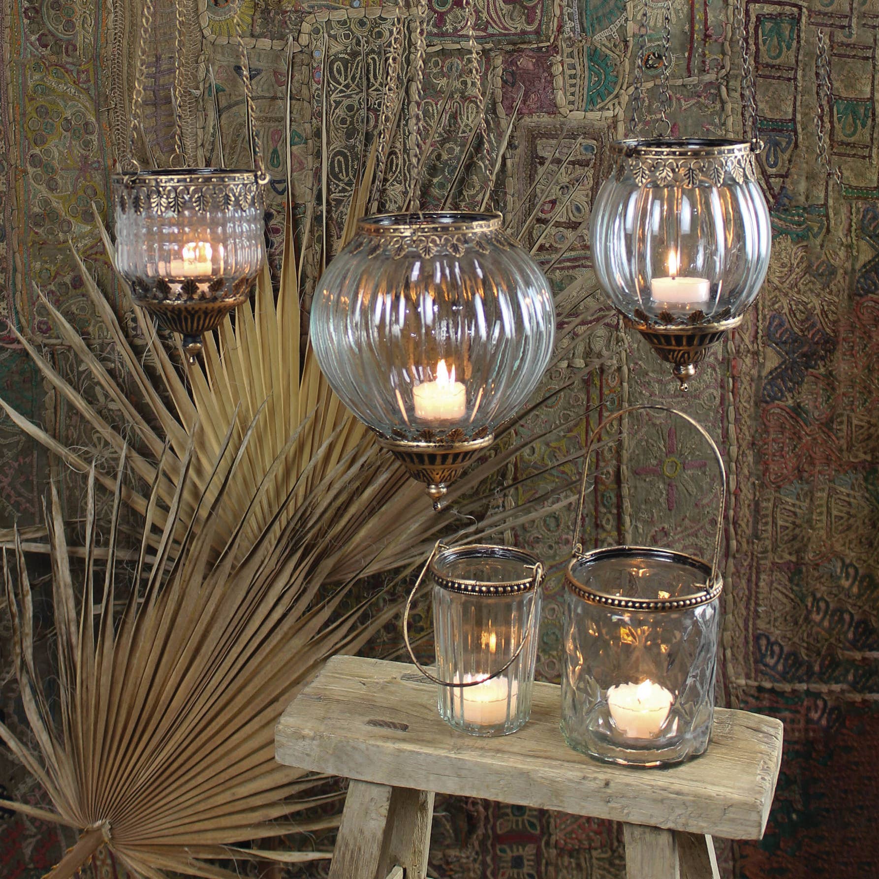 Fez Votive with Handle Ribbed 4"