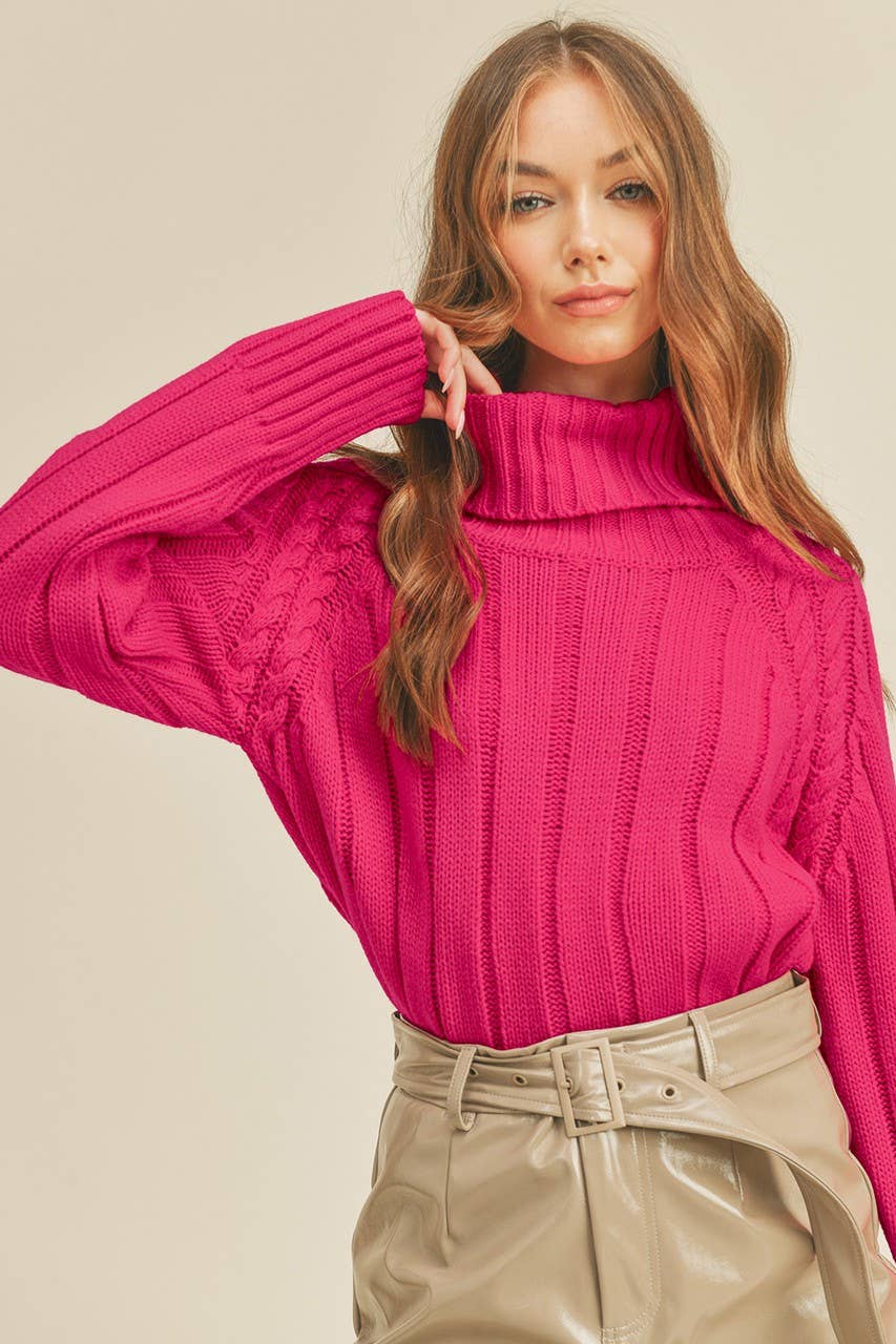 Cable Knit Turtleneck Sweater