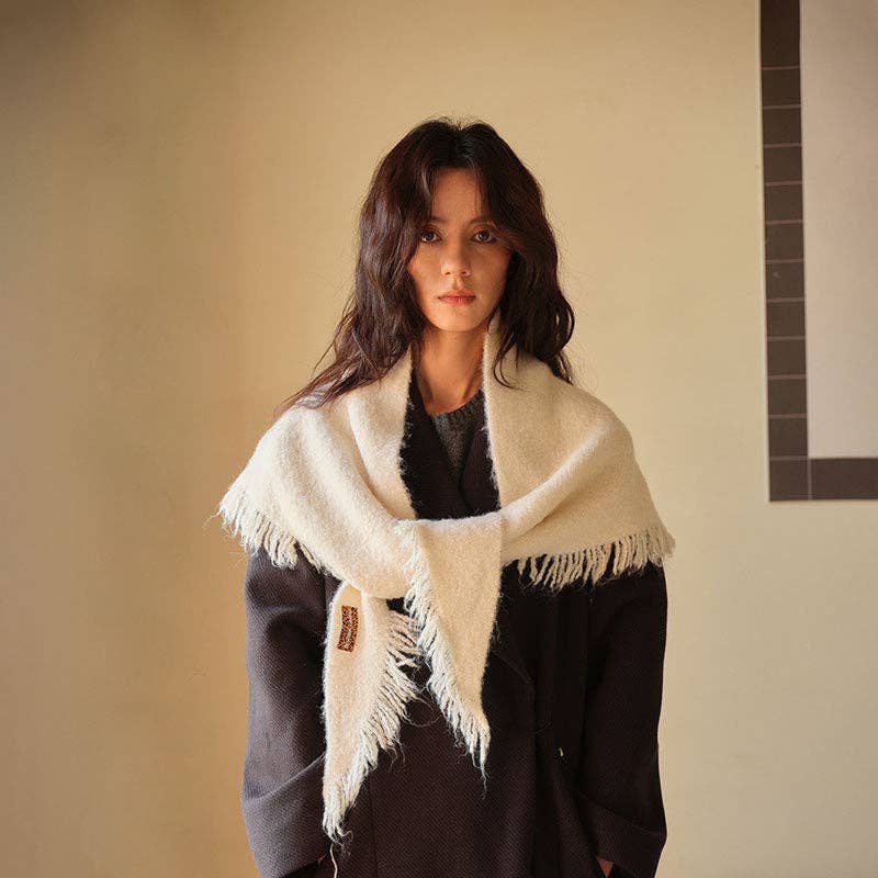 Fringe Wool Triangle Scarf