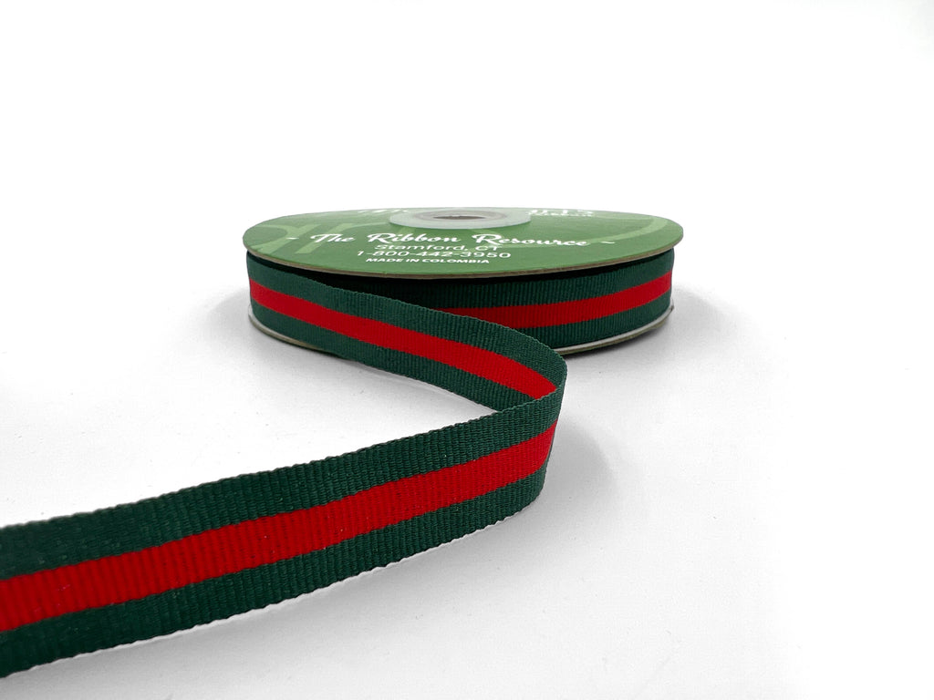 Green & Red Stripe Grosgrain Ribbon Spool
