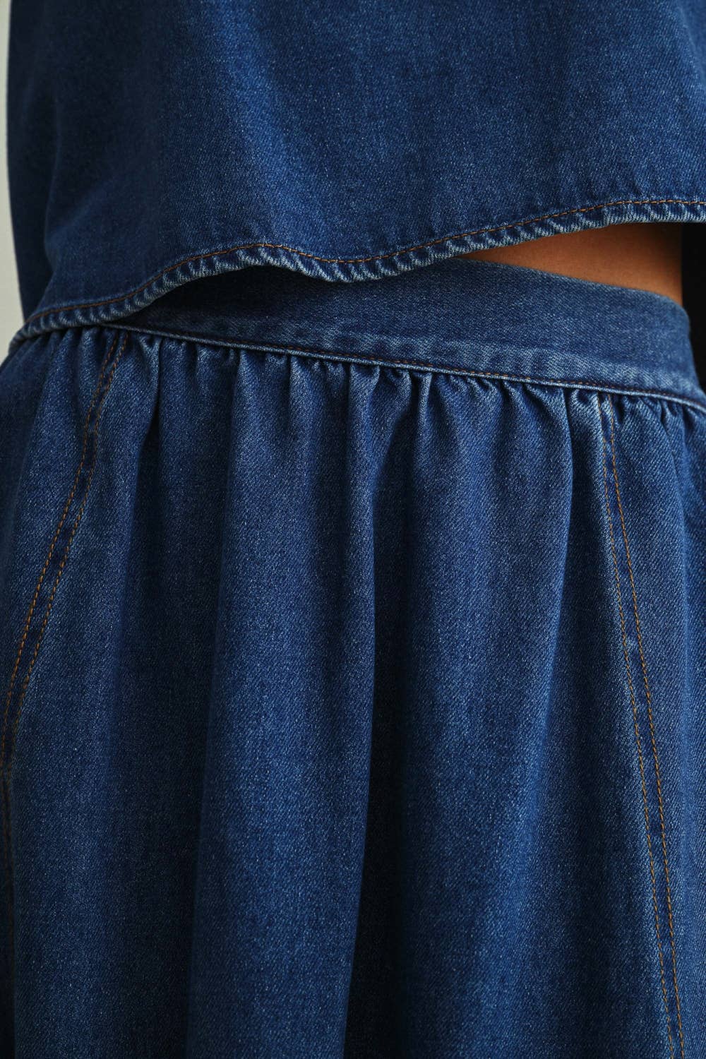 Soft Denim A Line Skirt