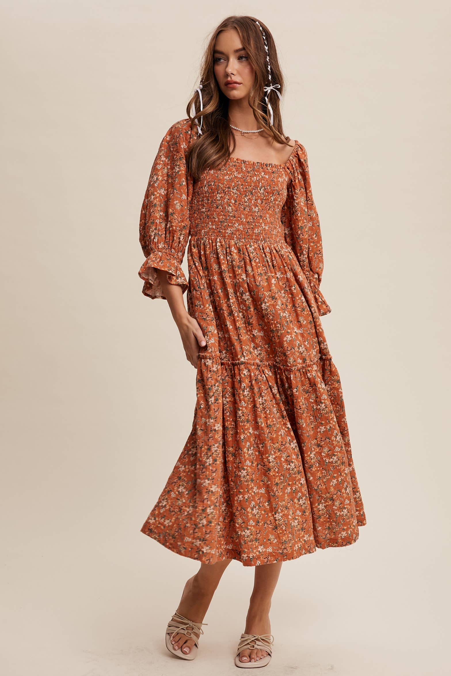 Floral Tiered Midi Dress