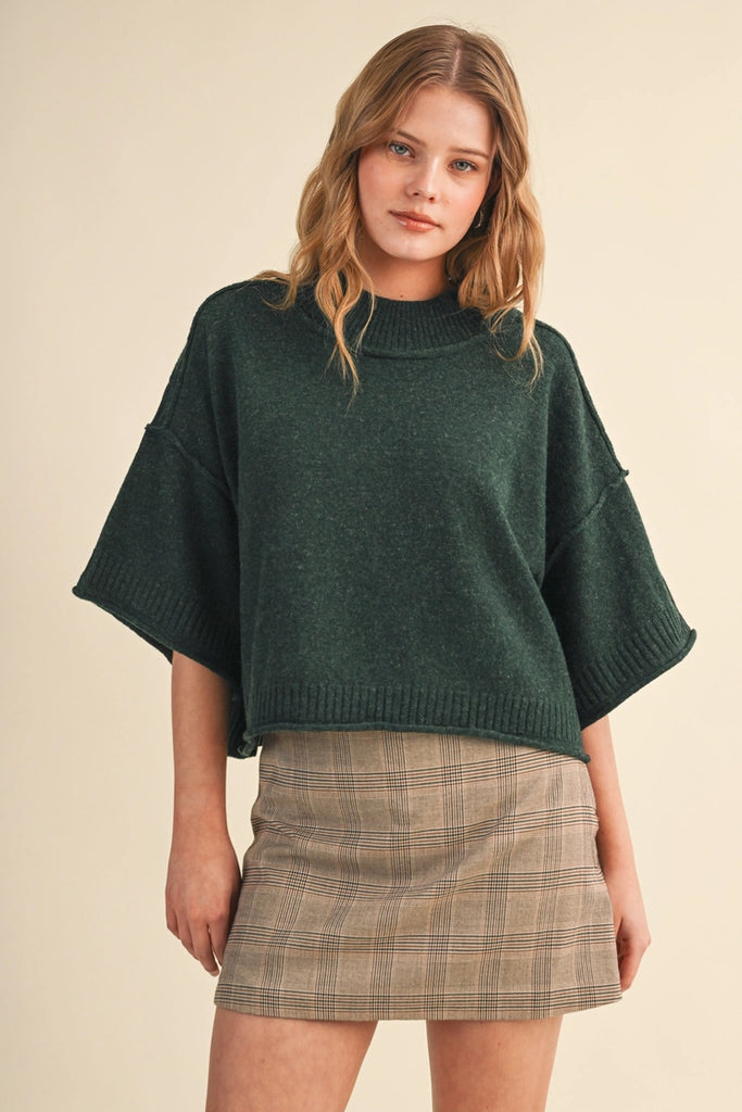 Mock Neck Sweater in Forest Green