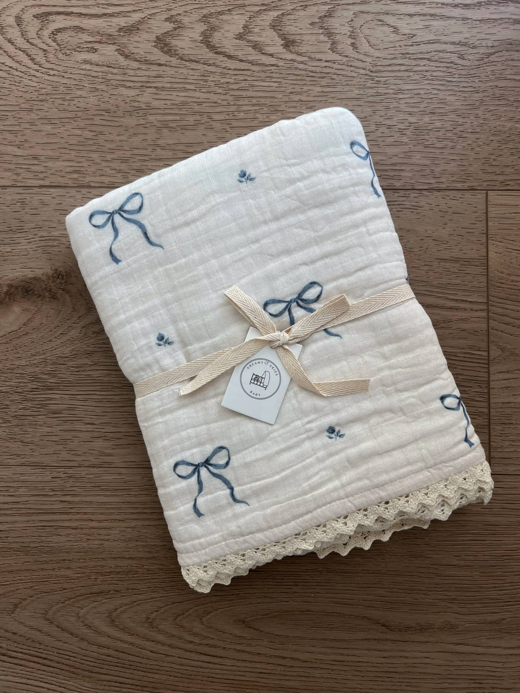 Blue Bows Gauze Blanket