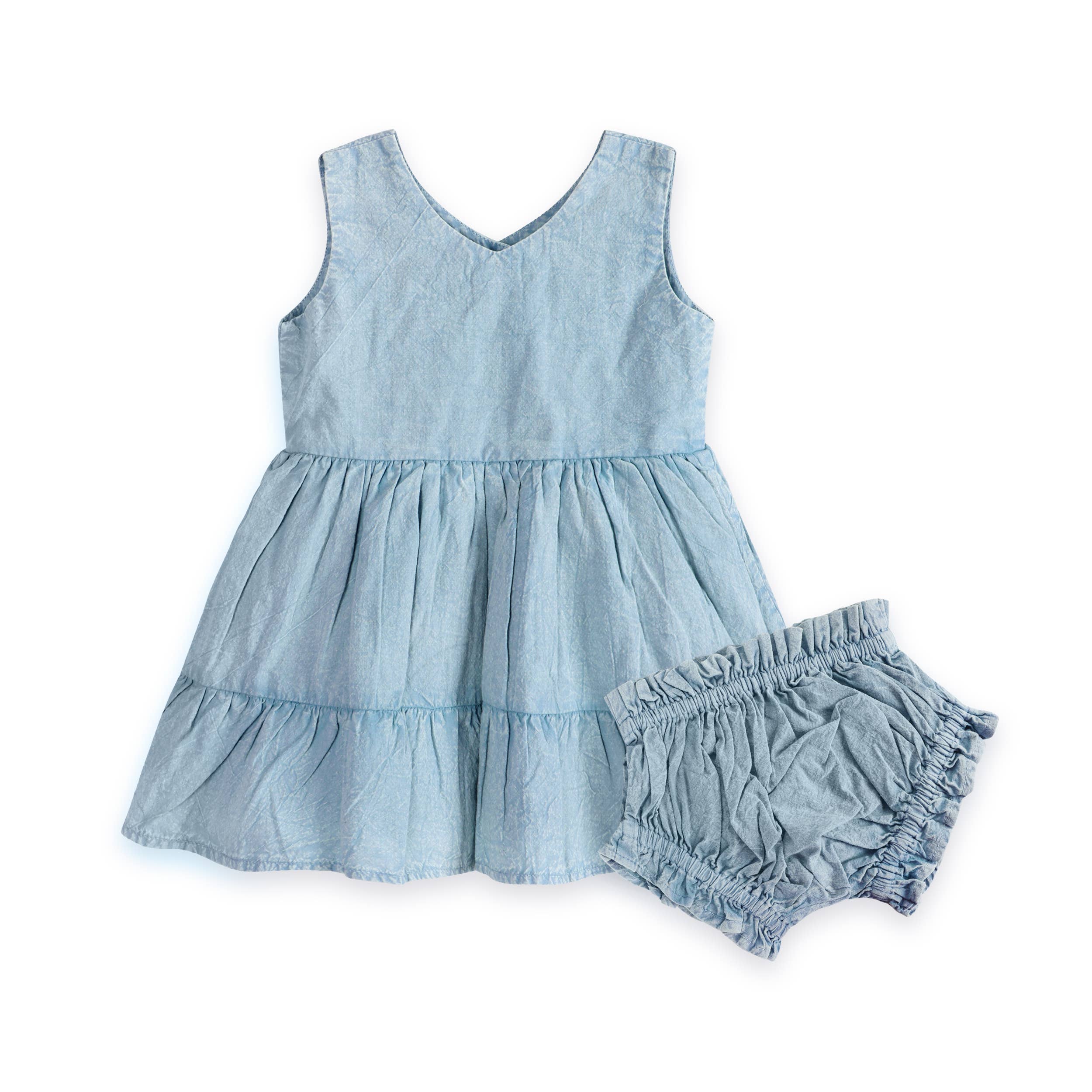 River Baby Dress + Bloomer Set