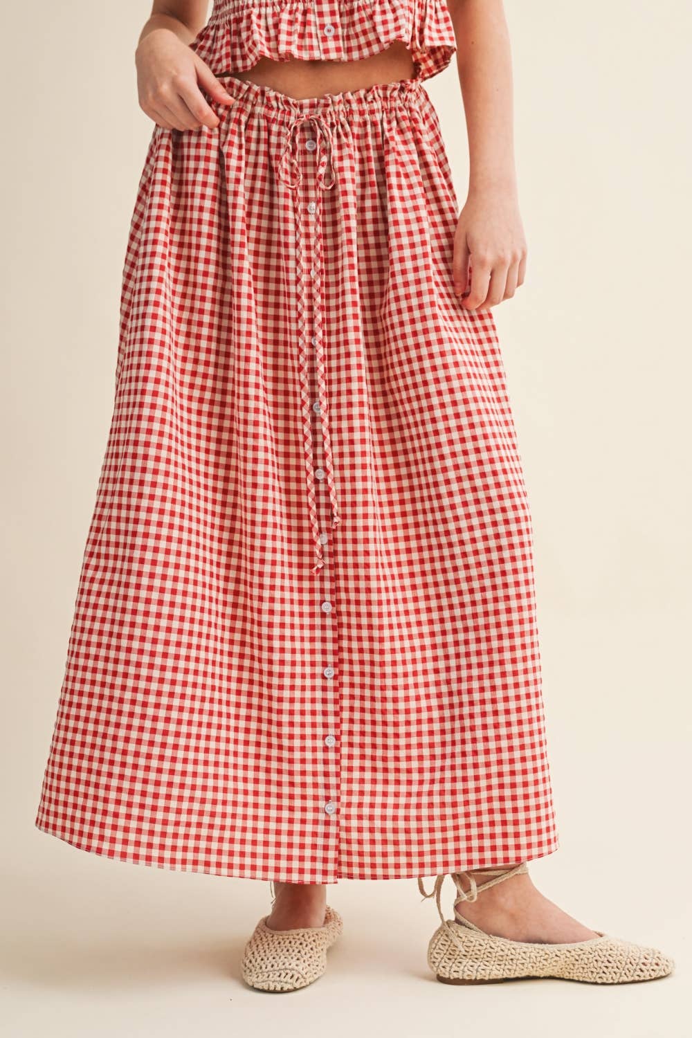 Gingham Button Skirt