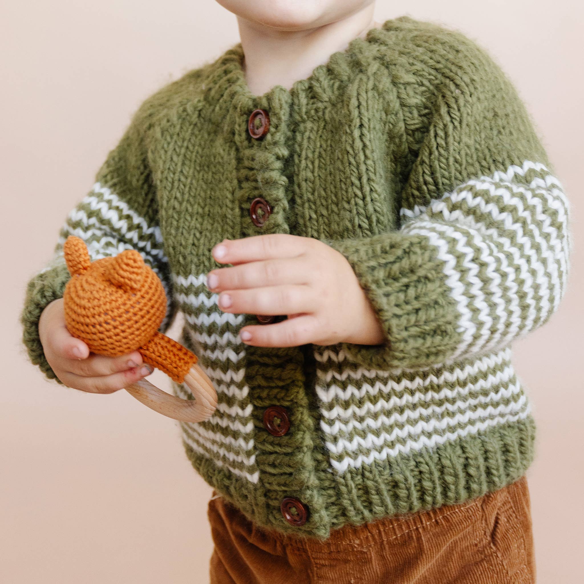 Moss Stripe Cardigan Baby Sweater