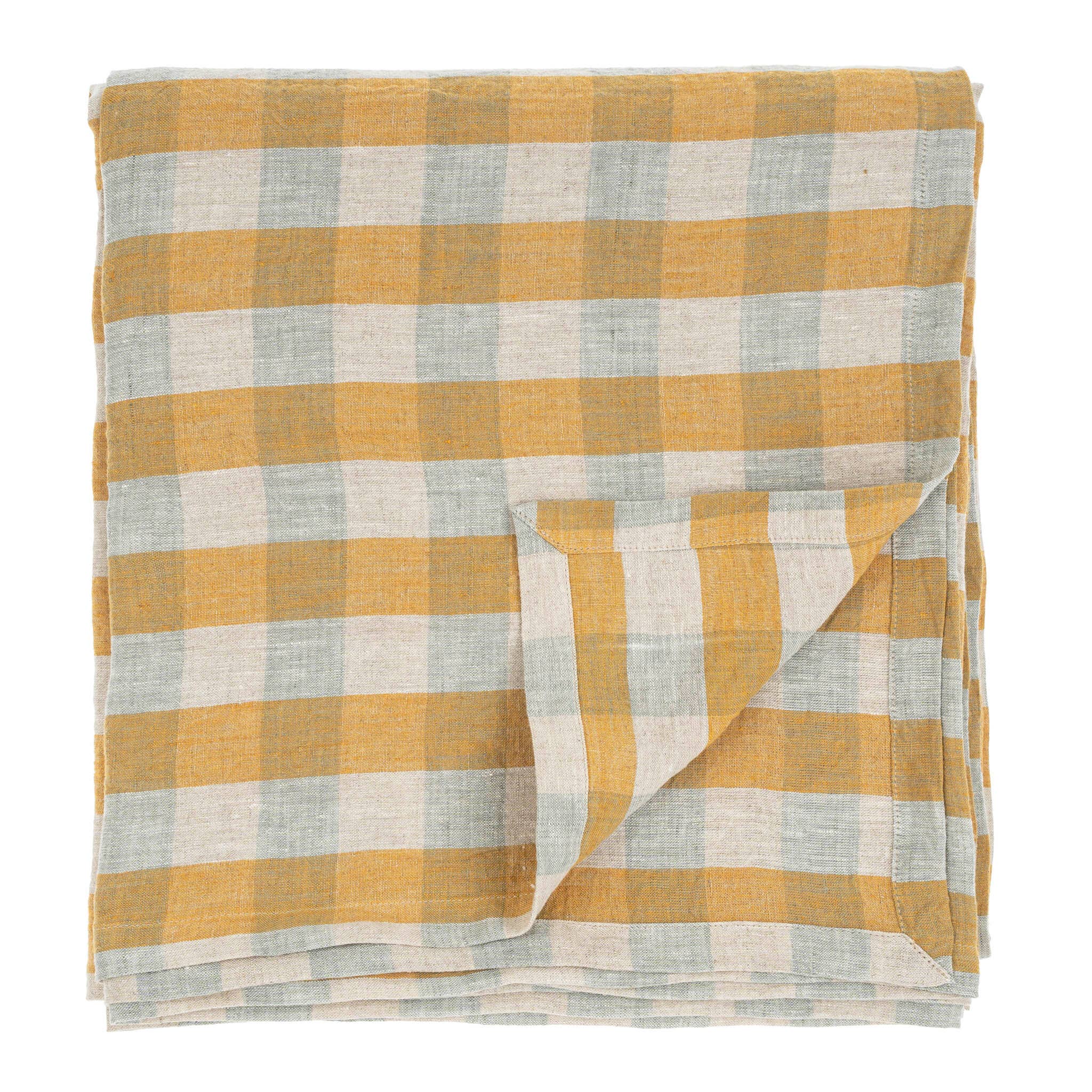 Linen Gingham Tablecloth Yellow