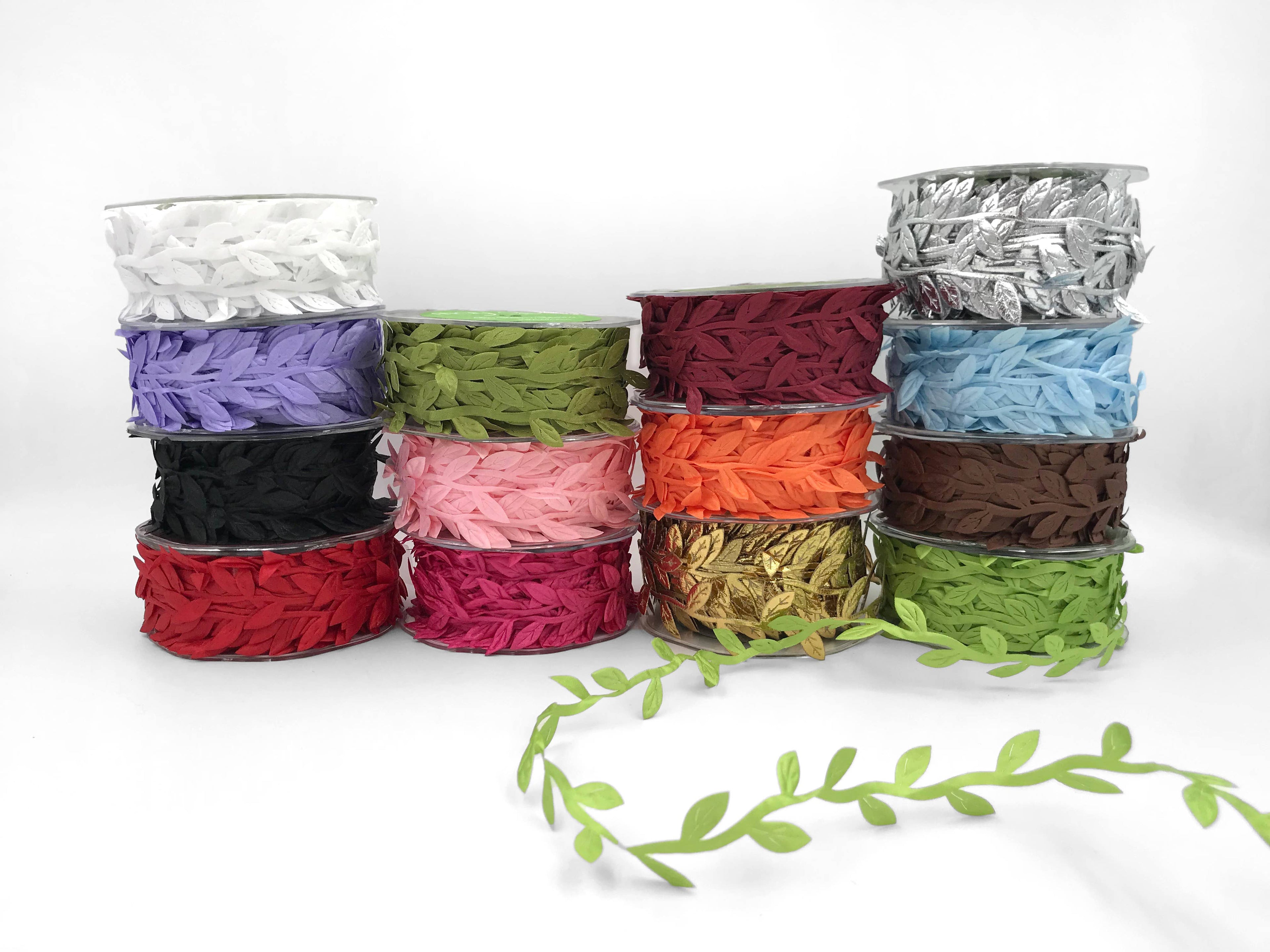 Olive Green Classic Cutout Leaf Ribbon Trim