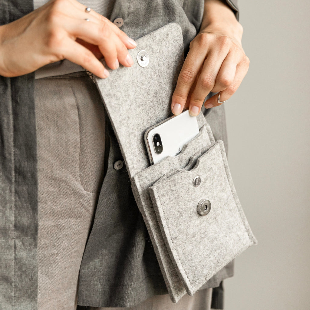 Compact Wool Felt Phone Bag