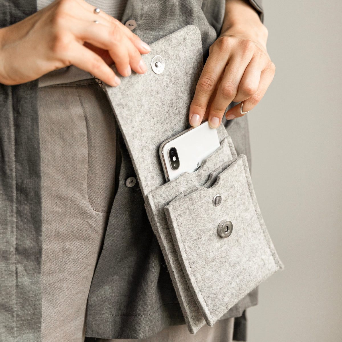 Compact Wool Felt Phone Bag