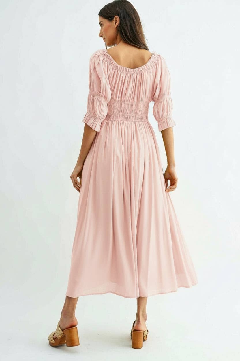 Smocked Bodice Midi Dress