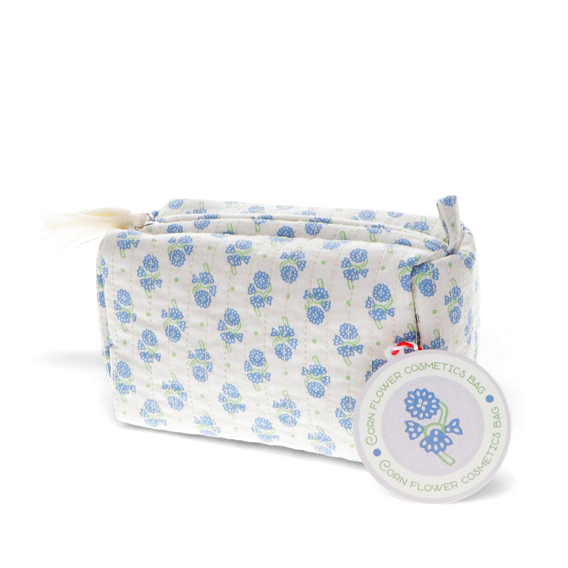 Cornflower Quilted Makeup Bag