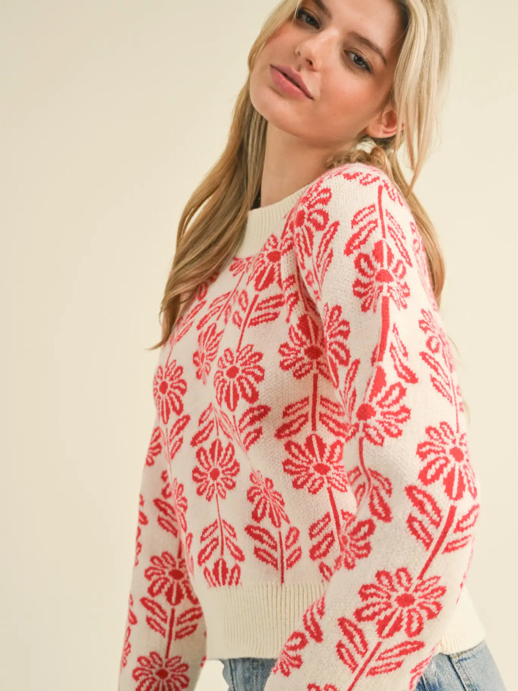 Red Floral Sweater