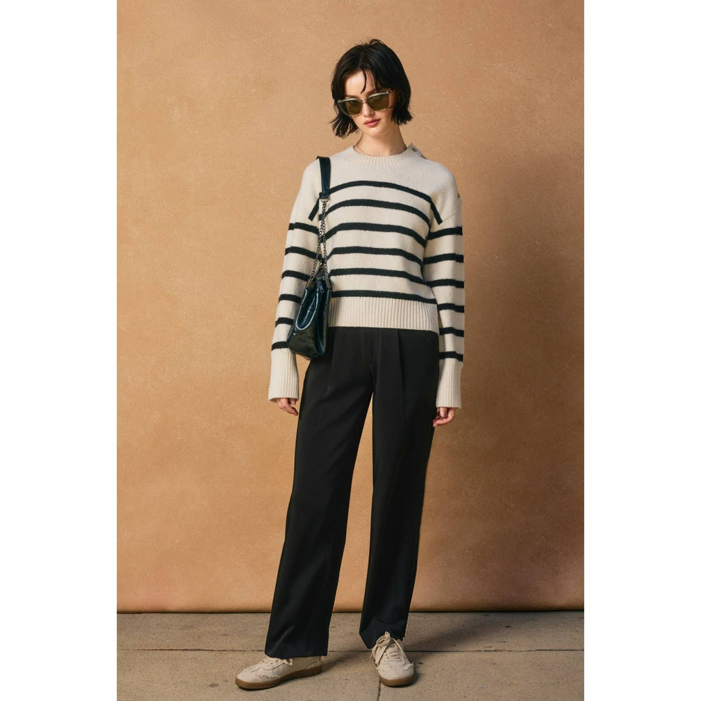 Striped Button Detail Sweater