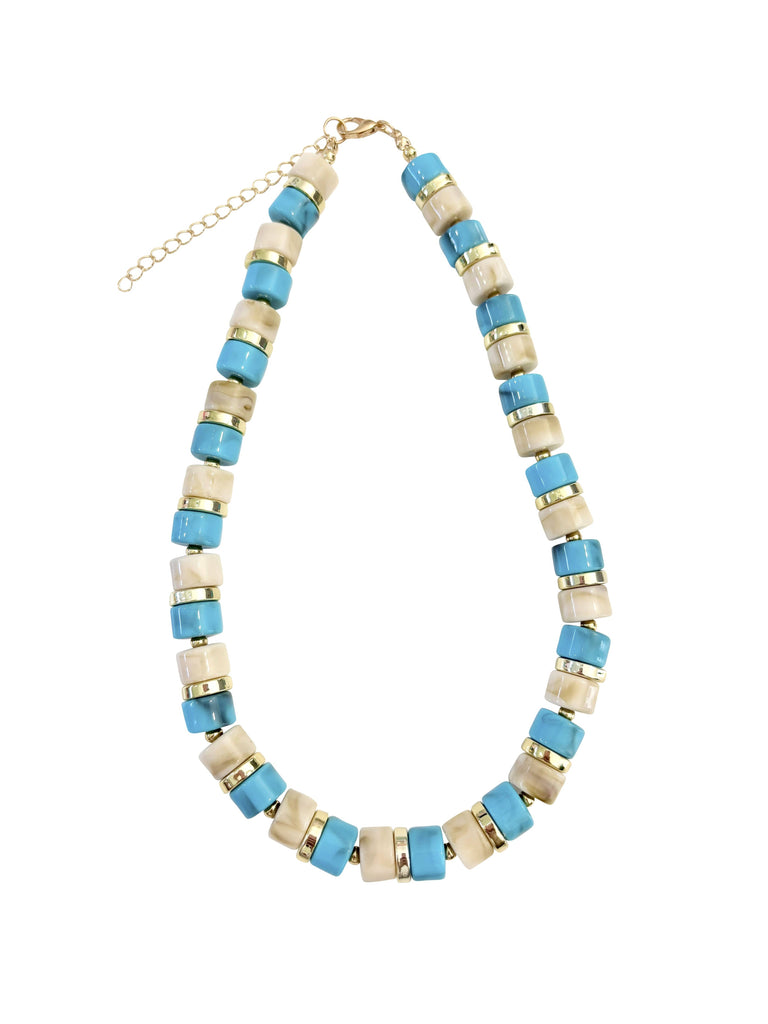 Meredith Turquoise and Cream Beaded Necklace