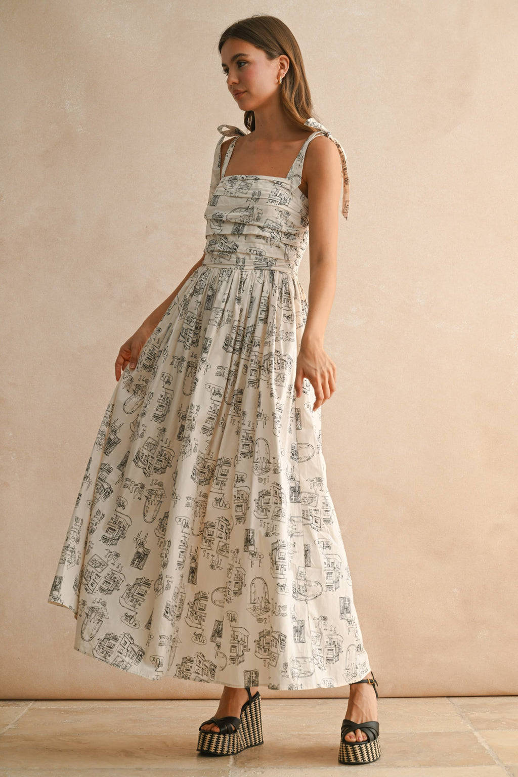 Town Print Maxi Dress