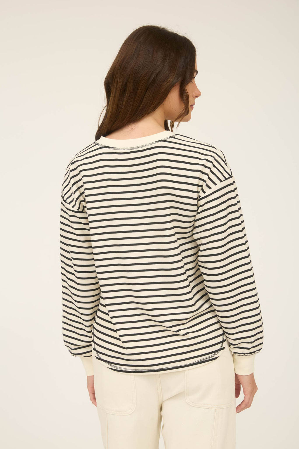 Stripe Henley Button Knit Top