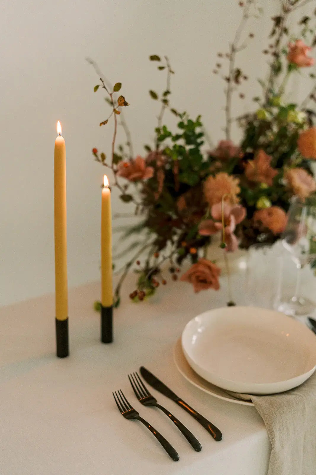 Bluebell Dipped Beeswax Taper Candles
