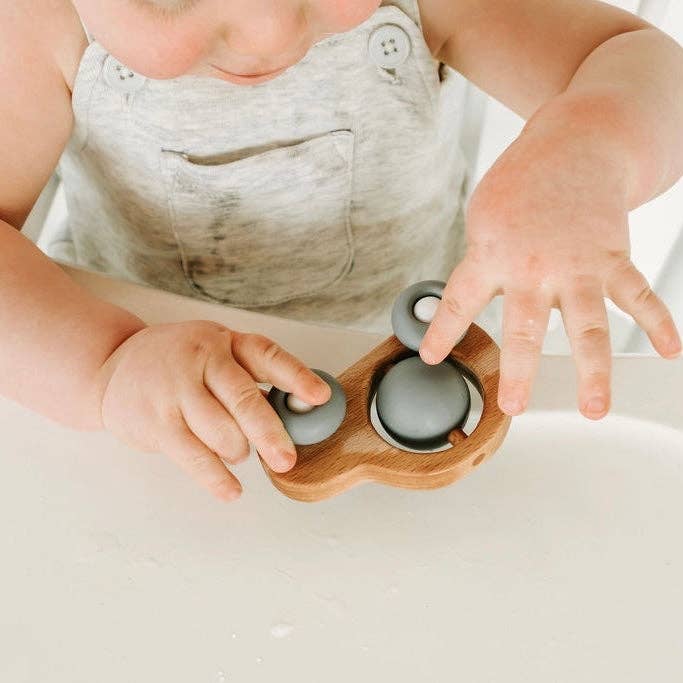Car Silicone & Beechwood Teether Toy