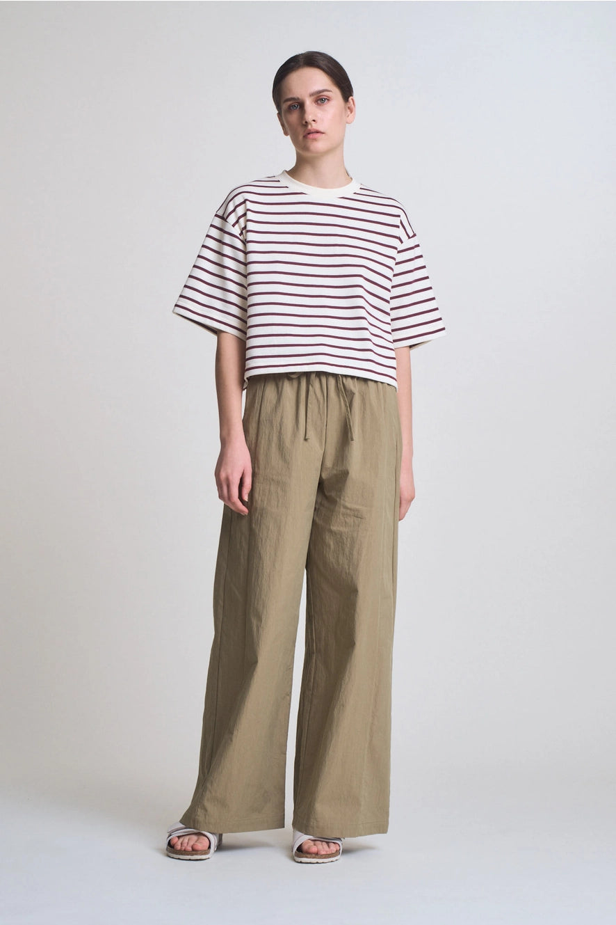 Loose Fit Cropped Stripe T-Shirt