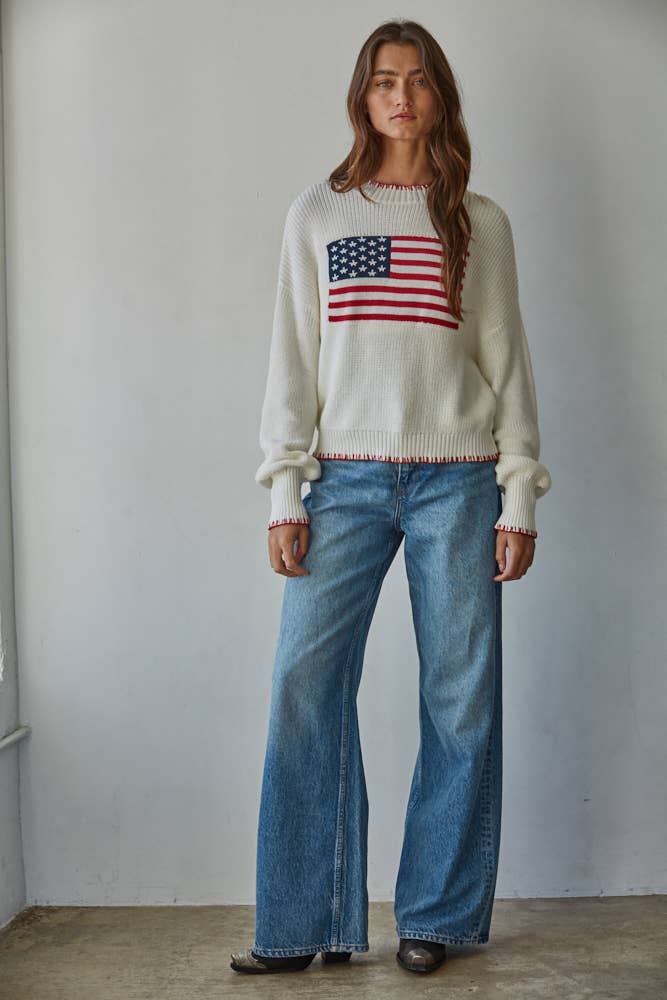 American Flag Pullover Sweater