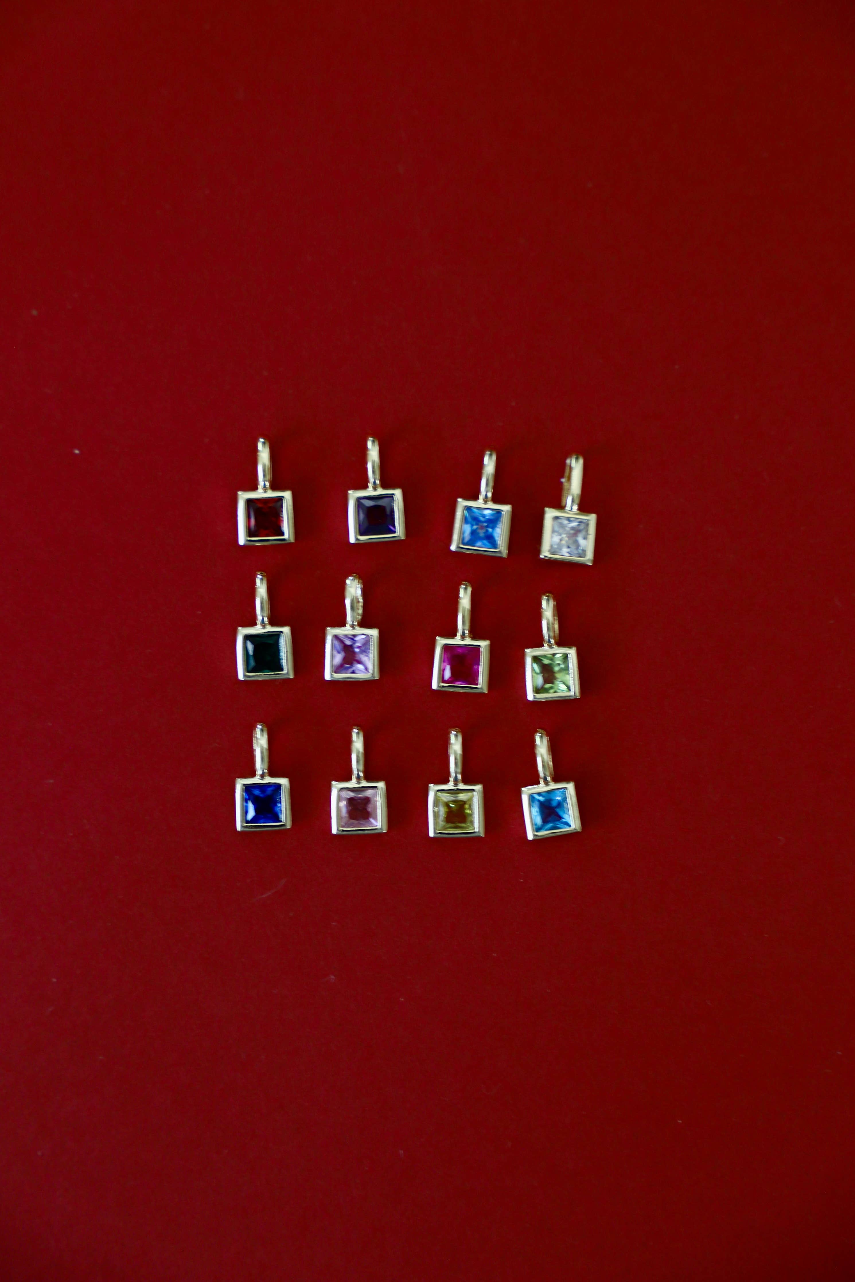 SQUARE BEZEL BIRTHSTONE CHARM