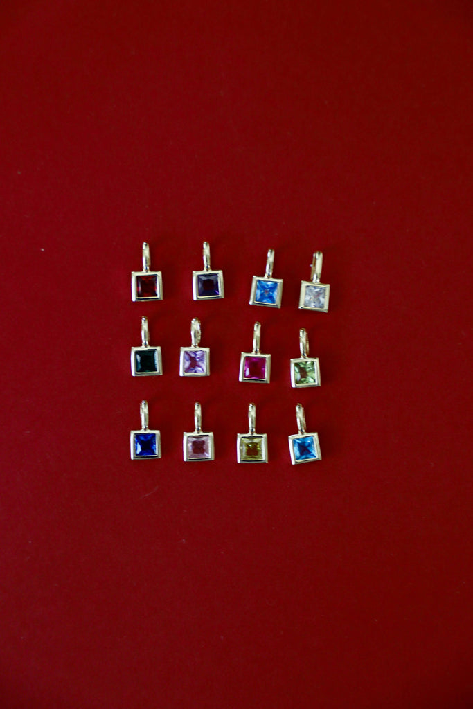 SQUARE BEZEL BIRTHSTONE CHARM