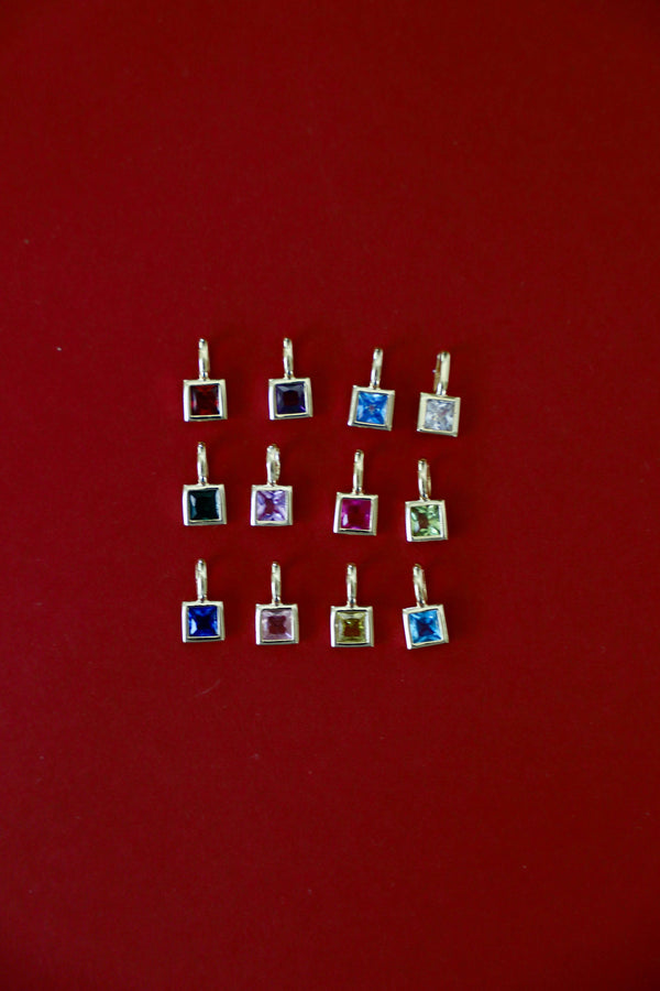 SQUARE BEZEL BIRTHSTONE CHARM