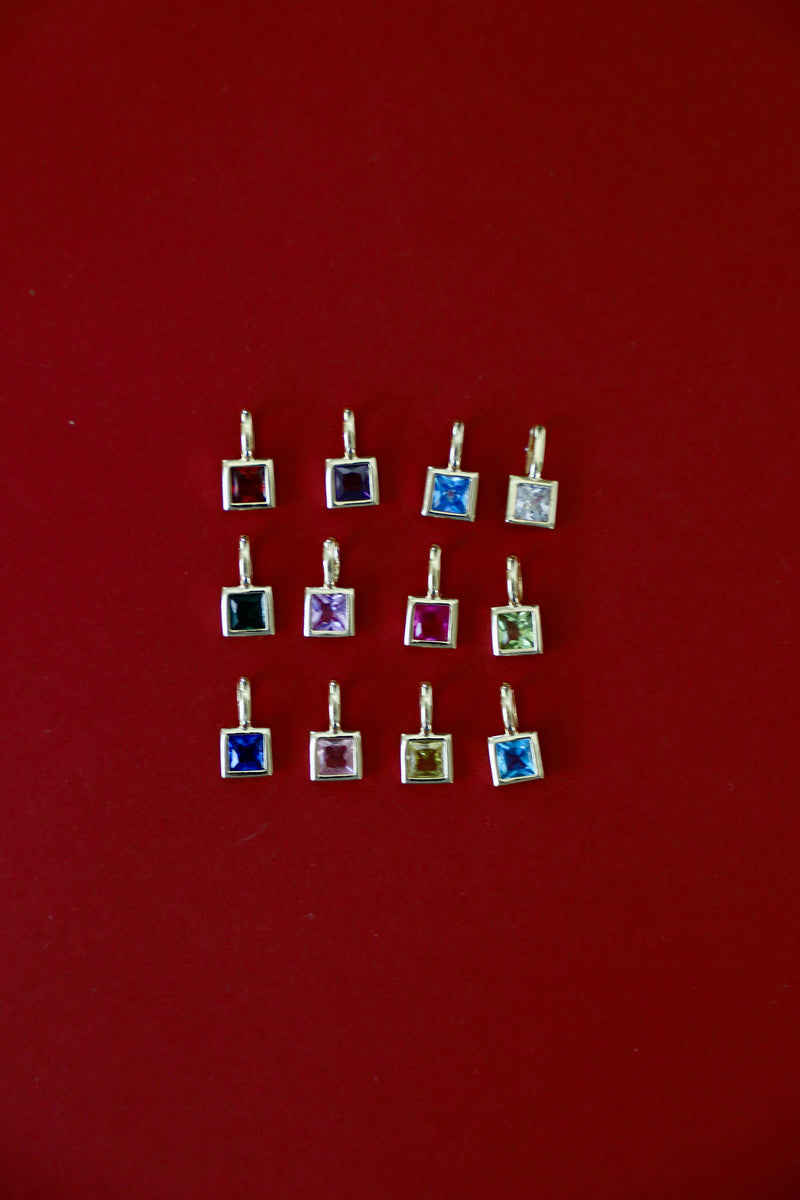 SQUARE BEZEL BIRTHSTONE CHARM