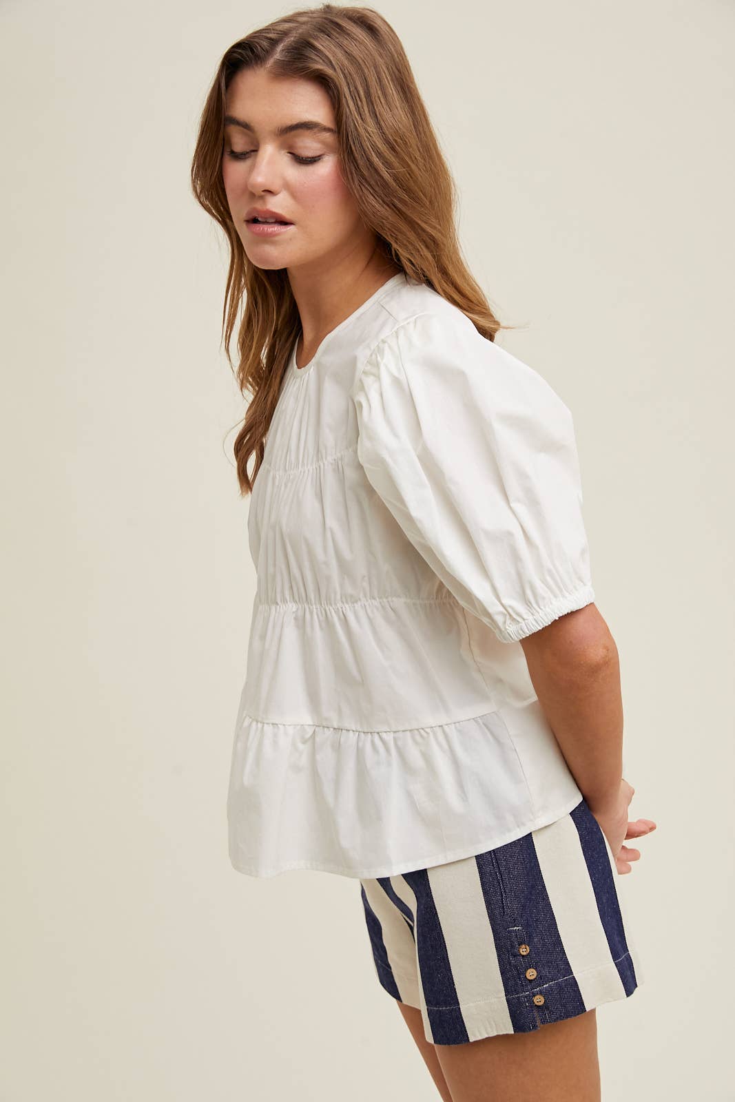Poplin Puff Sleeve Blouse