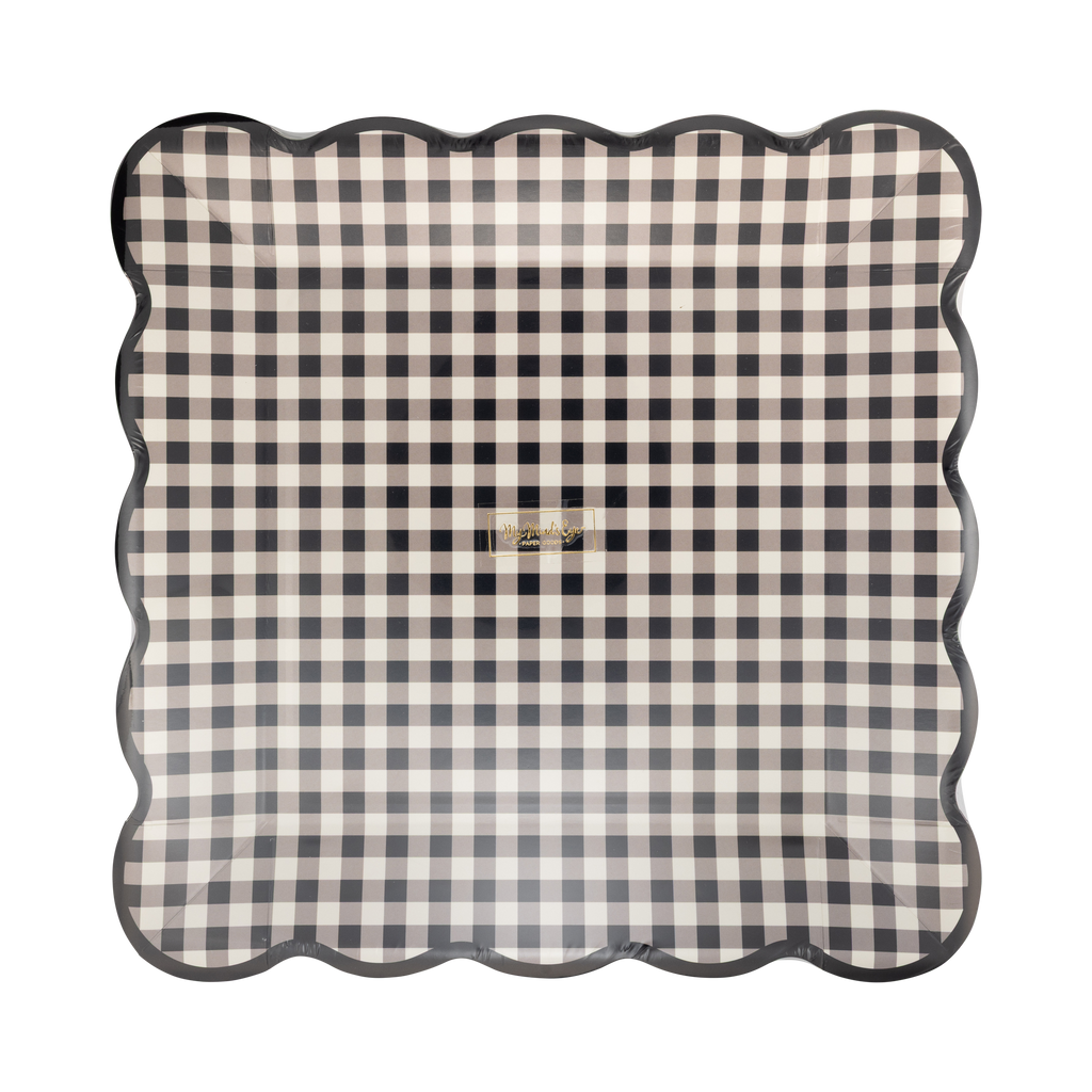 Black Gingham Paper Plates