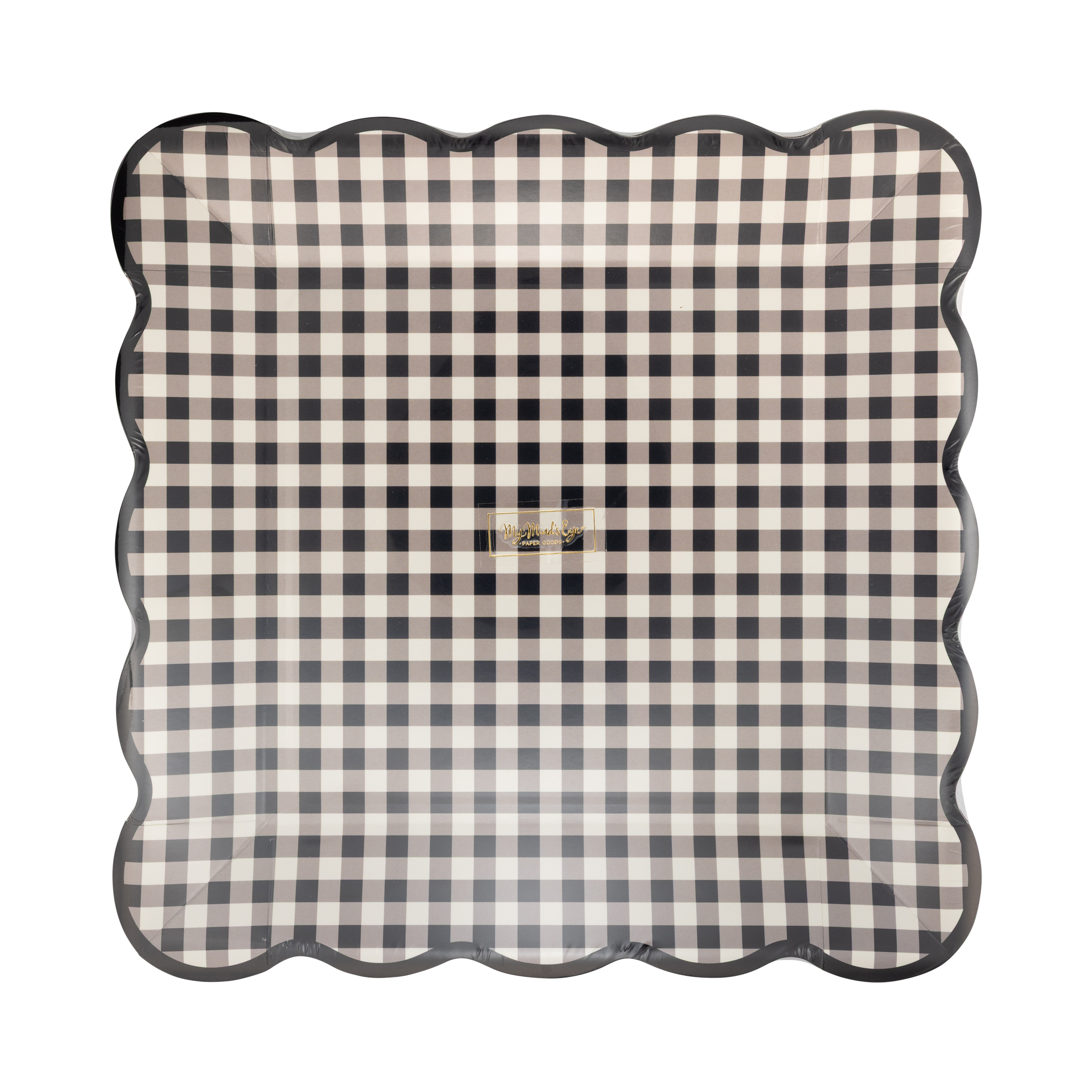 Black Gingham Paper Plates