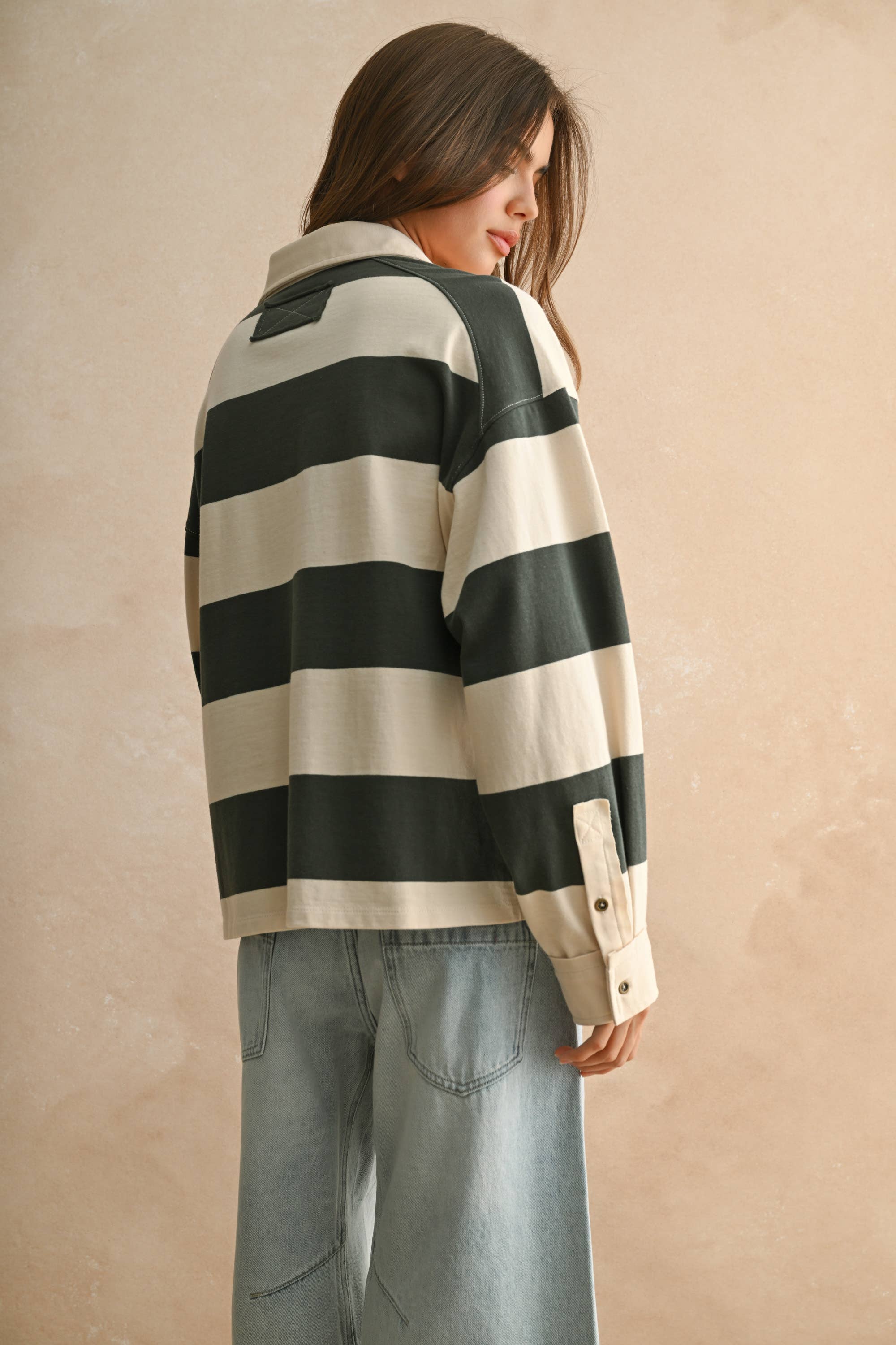 Wide Panel Striped Rugby Shirt