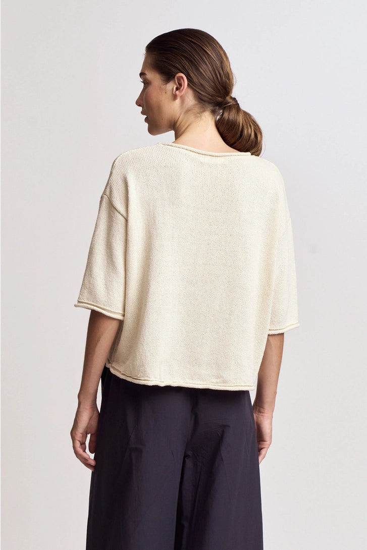 Rolled Edge Loose Fit Sweater Top