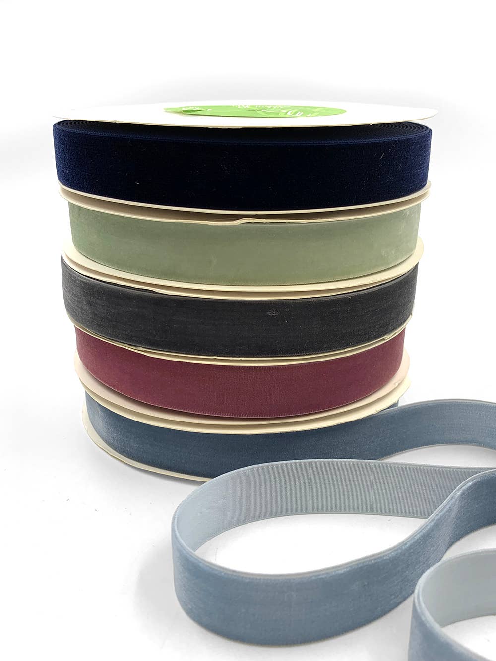 Blue Grey Velvet Ribbon Spool