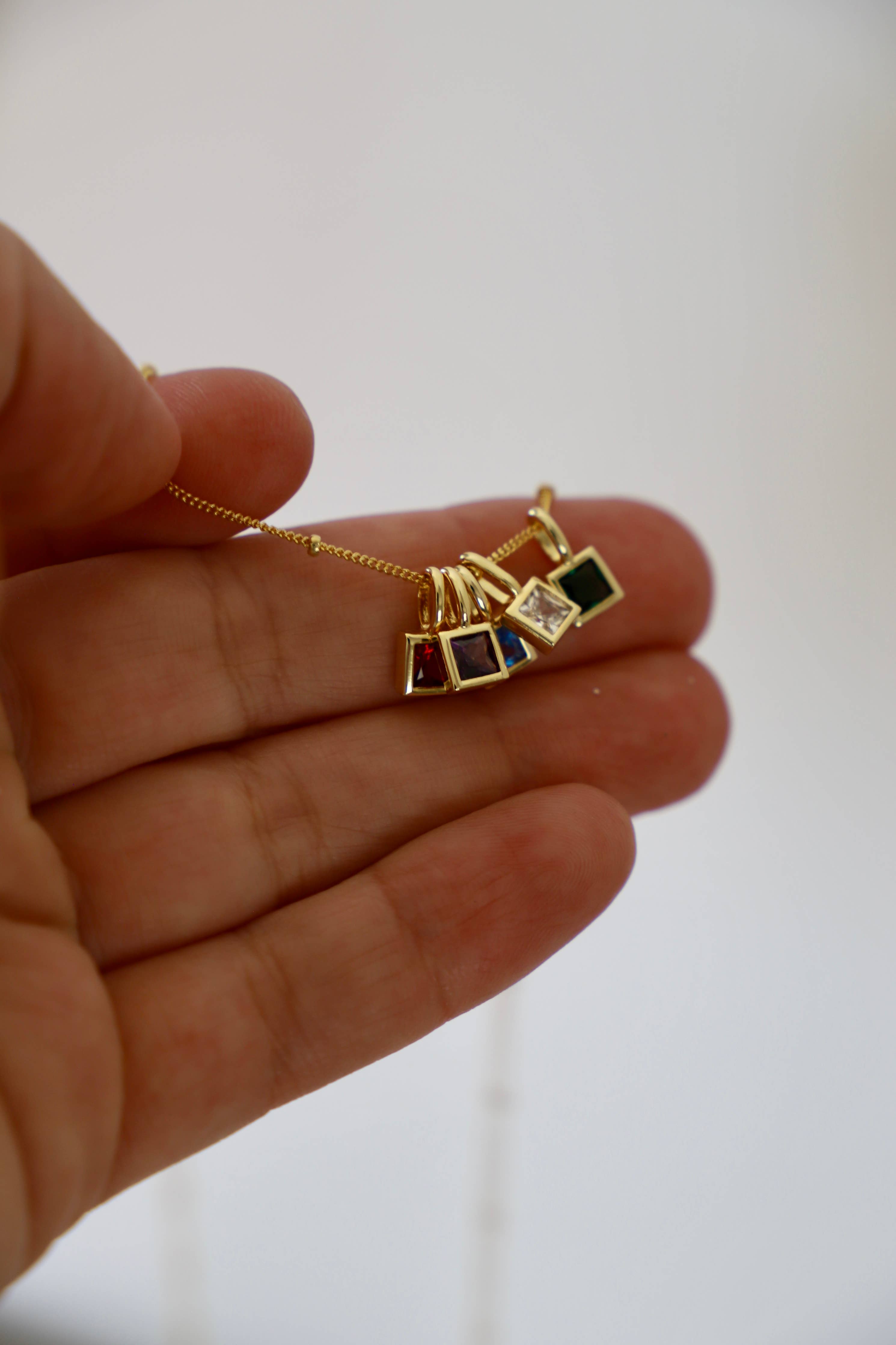 SQUARE BEZEL BIRTHSTONE CHARM