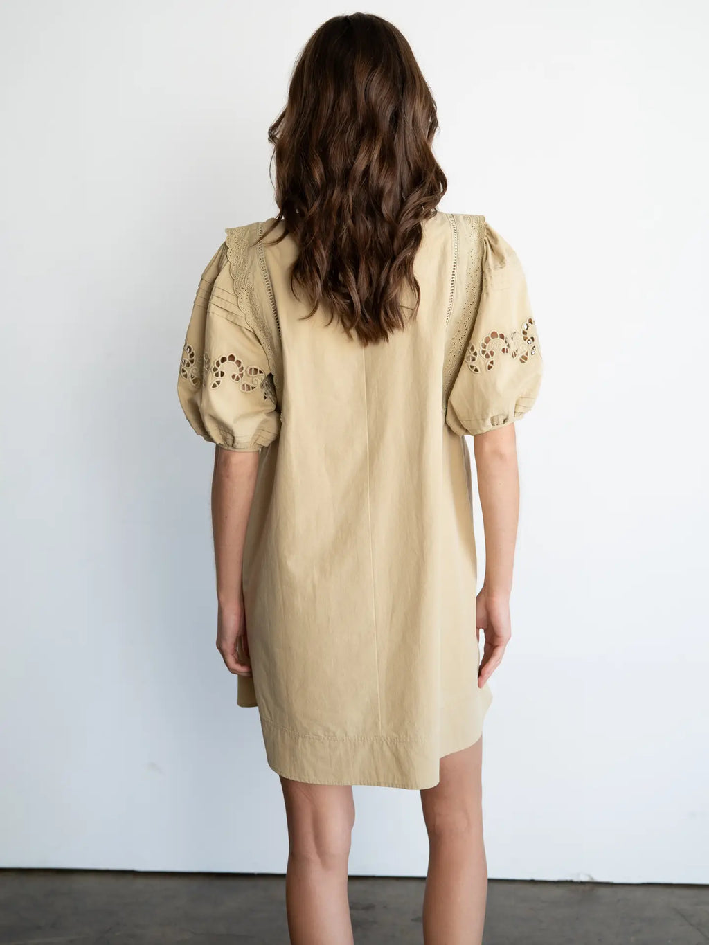 Puff Sleeve Eyelet Mini Dress