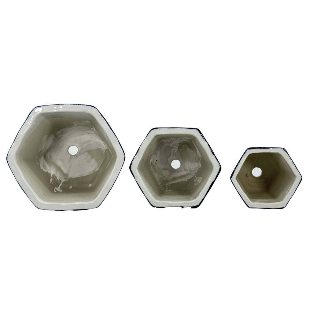 Hexagon Floral Ruffled Lip Planter, Asst. Sizes