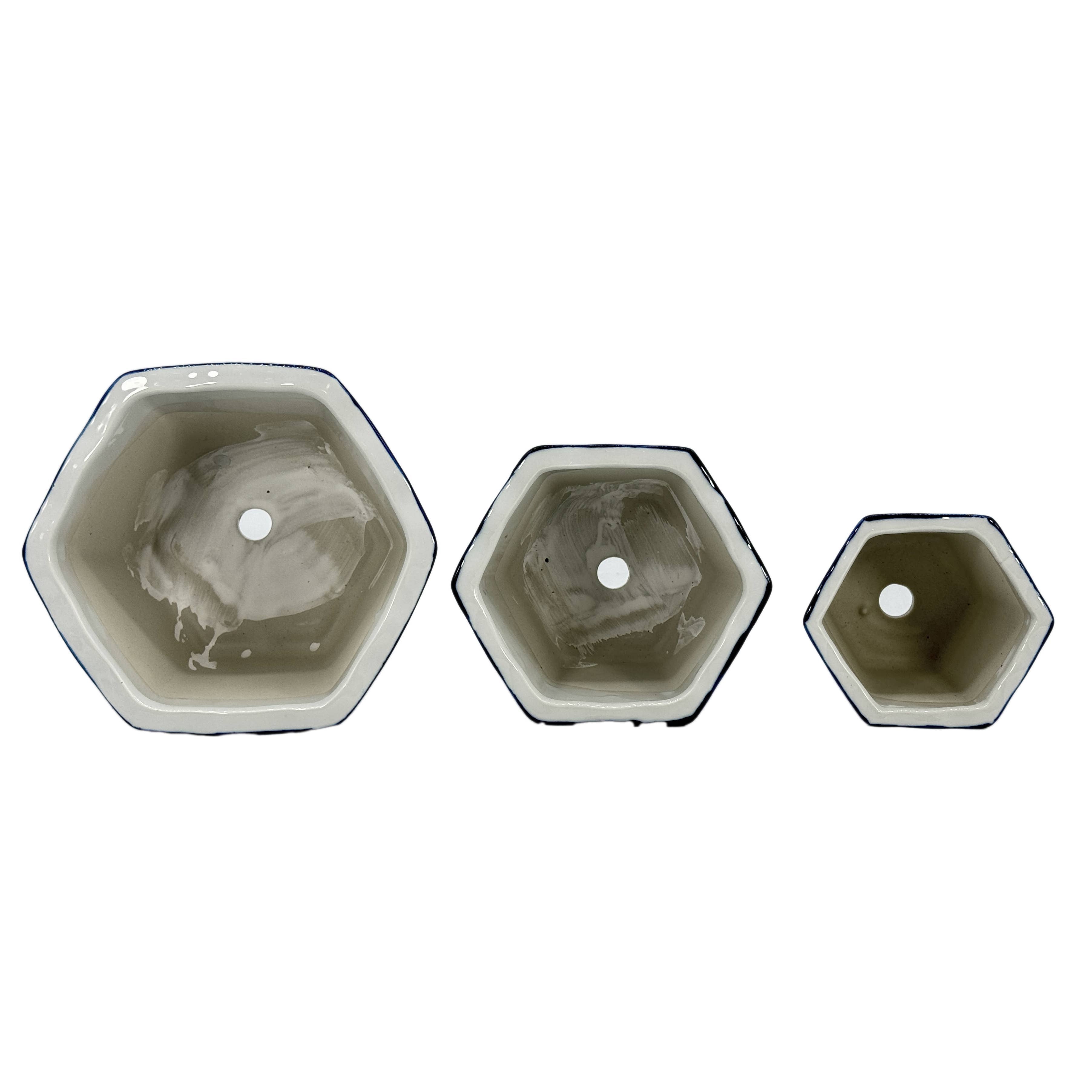 Hexagon Floral Ruffled Lip Planter, Asst. Sizes