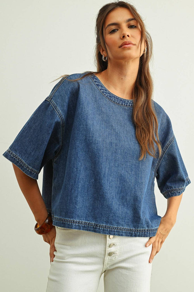 Round Neck Denim Top
