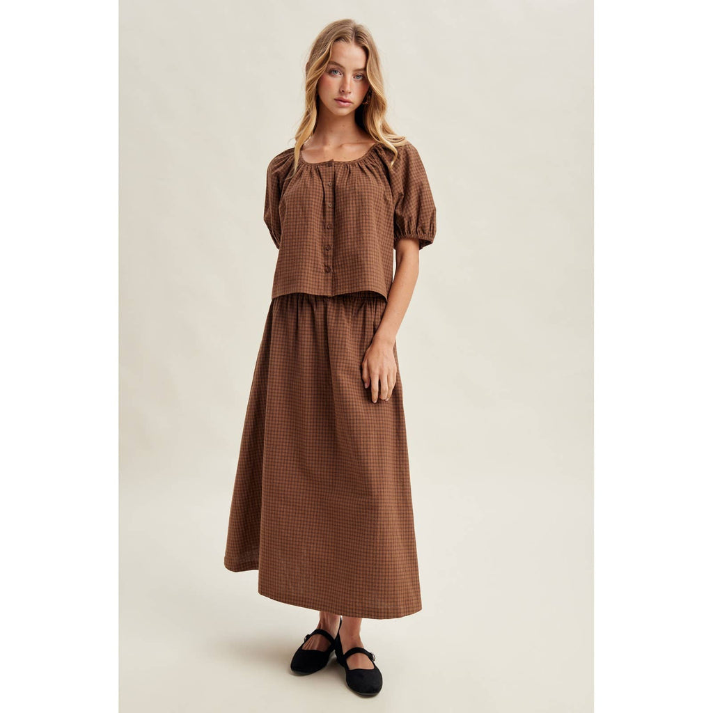 Puff Sleeve Top and Skirt Set